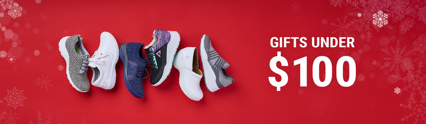 Gifts Under $100. Assortment of Nurse Mates Sneakers.